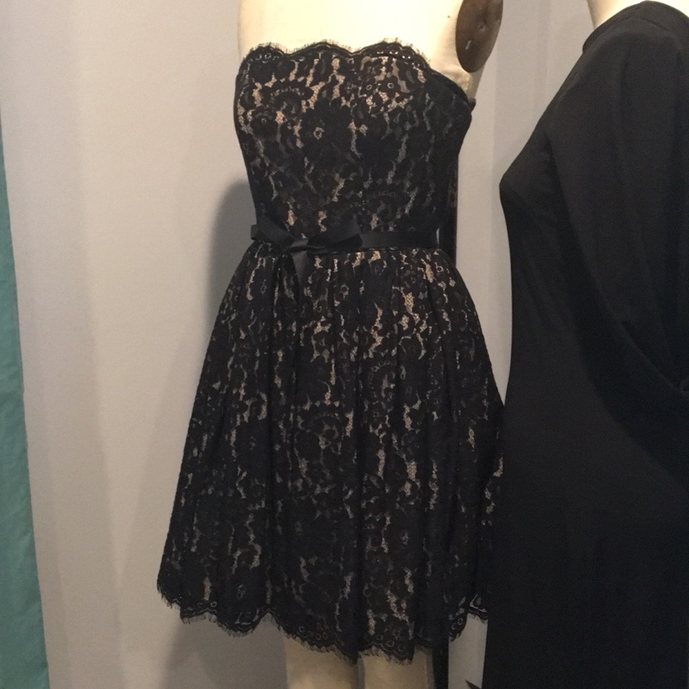 Black Lace Overlay Party Dress